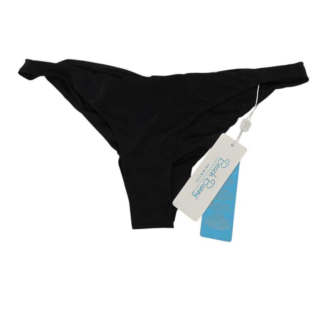 NWT Beach Bunny Black Angela Skimpy Low Rise Ruched Back Bikini Bottom Size 2XL